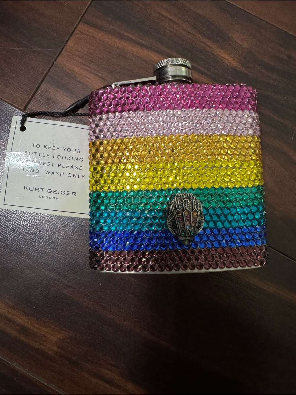 Kurt Geiger Rainbow Crystal Jeweled Hip Flask